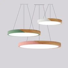 Светодиодный постмодерн многоцветный Железный дерево акрил Круглая Люстра Освещение Люстра подвеска лампа для столовой