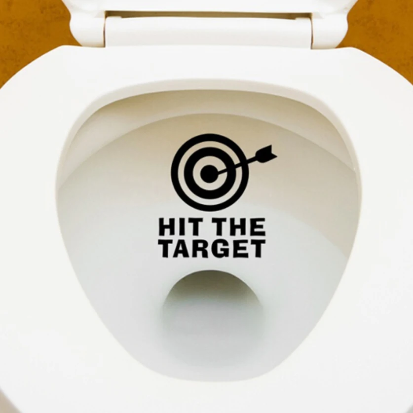 Hit The Target Waterproof Letter Toilet Sticker Home Decor Funny Arrow And Circle Letters Poster