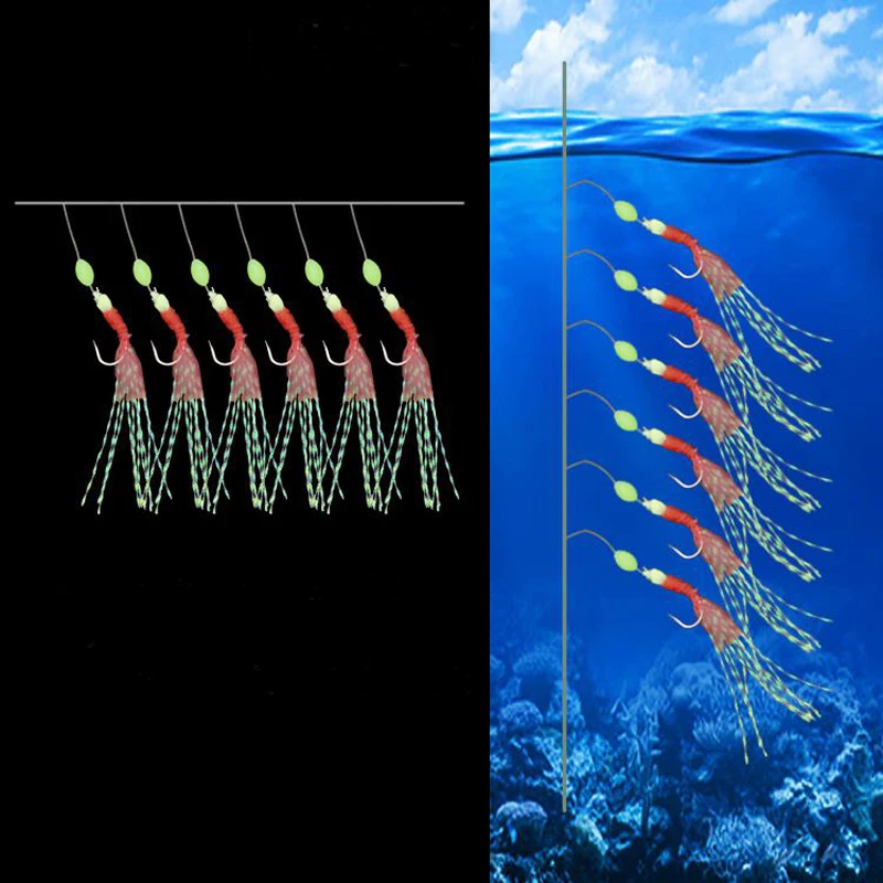 

1Set/Bag New Arrival String Hooks with 6 Fishhooks for Carp Fishing Pesca Luminous Combination Fishing Hooks