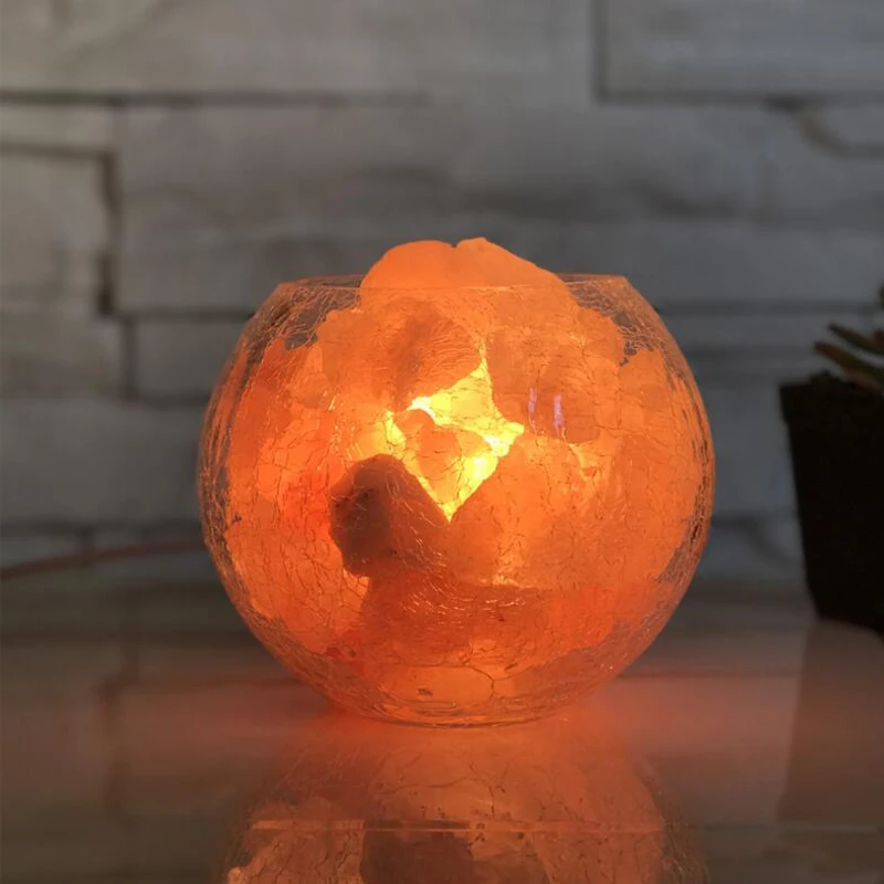 Himalayan Salt Lamp with Glass Cover Night Light Natural Air Purifier
