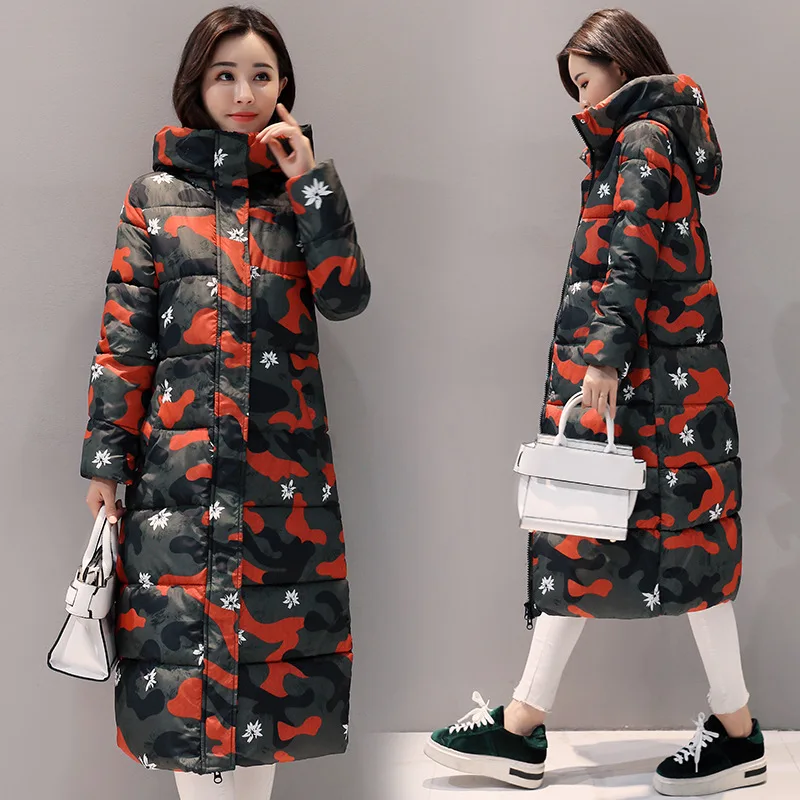 Beste Vrouwelijke jas 2018 nieuwe mode vrouwen donsjack jassen Camouflage Patroon vrouwelijke katoen dikker warme bovenkleding winter vrouw jas