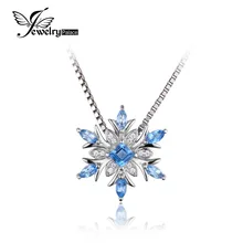 JewelryPalace Snowflake Real Blue Topaz Stable 925 Sterling Silver Pendant Pure stone Jewellery Ladies Not Embody the Chain