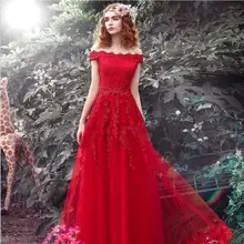 Sequin diamond Long Evening dress 2018 fashion bride married toast clothing word shoulder red banquet Slim evening dress w832