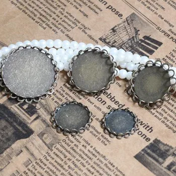 

50pcs/lot 14-30mm Copper Antique Bronze Double Lace Tray Pad Pendant Cameo base settings, DIY Zakka Jewelry Findings Setting