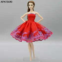 Красный фиолетового цвета, модные платья-пачки платье для куклы Барби одежда Вечерние платья для кукольный домик Barbie 1/6 мягкого плюша;