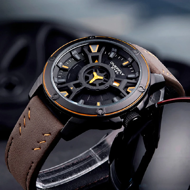 

Men Watches EYKI Brand Luxury Double Layer Sport Male Military Waterproof Leather Quartz Watch Clock Relogio Wristwatches 2019