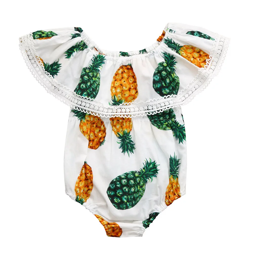 

ARLONEET Newborn Baby Romper Cotton Jumpsuit BabyGirls Pineapple Printing Lace Romper Girl 0 to 24 months Drop Shipping 30S58