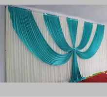 Beautiful Design White and Tiffany Blue Ice Silk Wedding Backdrop 3m*6m(10ft*20ft) for Wedding Party Decorations Free Shipping