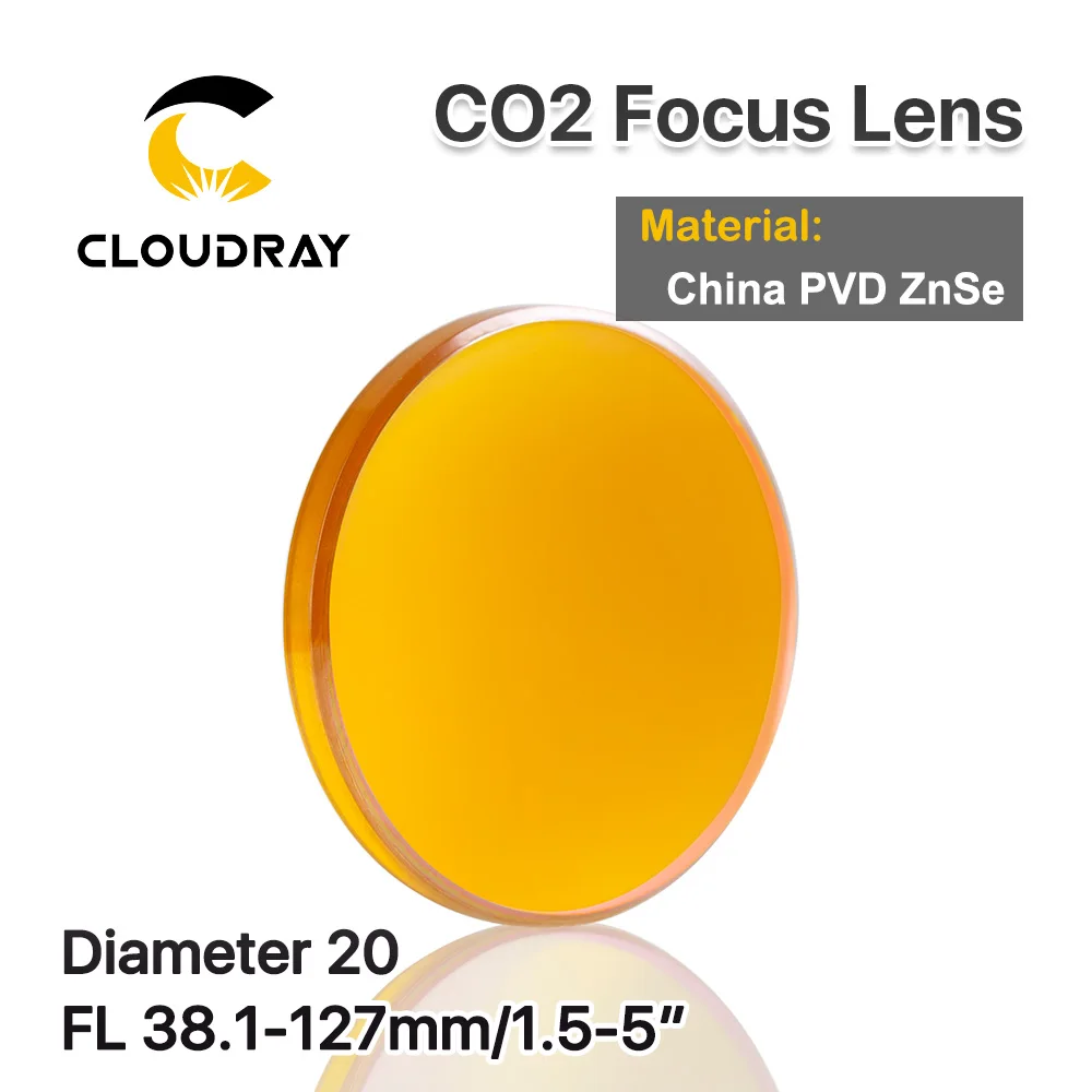 Cloudray China ZnSe Focus Lens Dia. 20 мм, FL 38,1-127 мм, 2,5