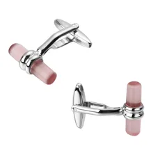 High quality fashion men’s shirts Cufflinks Pink Crystal Cufflinks cylindrical brass material wholesale and retail