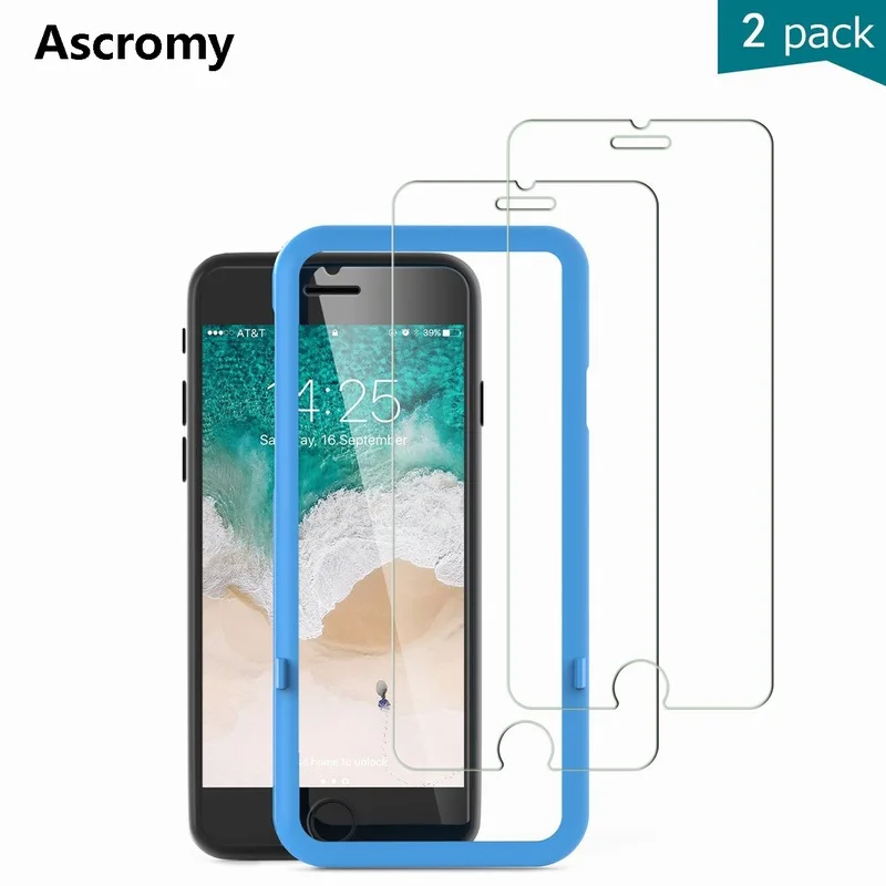 Ascromy 2PCS For iPhone 8 7 6s 6 S Plus Screen Protector with Installation Tools Tempered Glass ScreenProtector for iPhone 8Plus (1)
