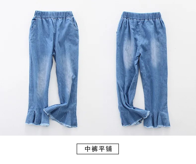 3-12 y summer girls clothes set denim outfits fashion sets for girl sleeveless embroidery top flared trousers children's sets (9)
