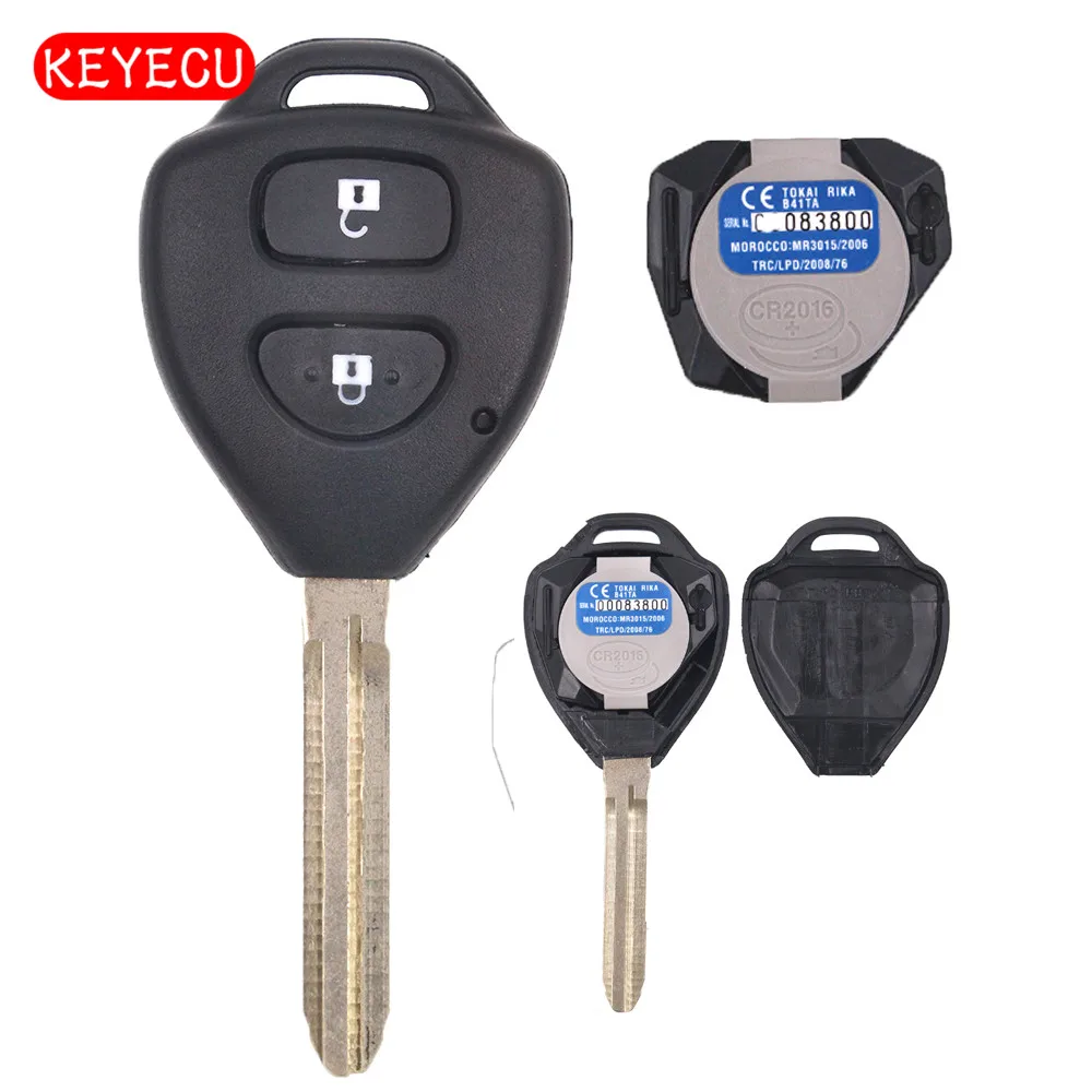 Keyecu Original Remote Key Fob 2 Button 433MHz 4D67 Chip for Toyota