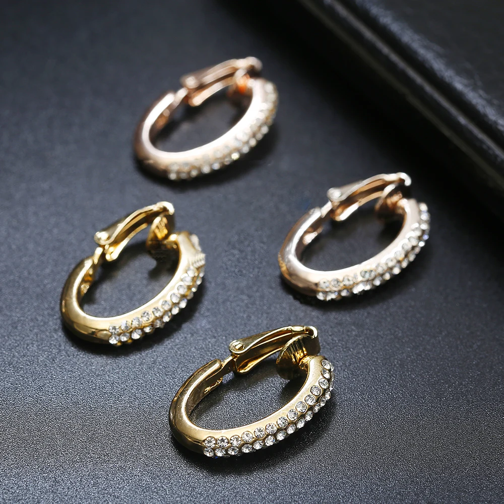 Creative Crystal Clip on Earrings Without Piercing Gold Ear Clip Wedding Party Earrings for Women ear clip earrings clip earrings ear clip ear accessories