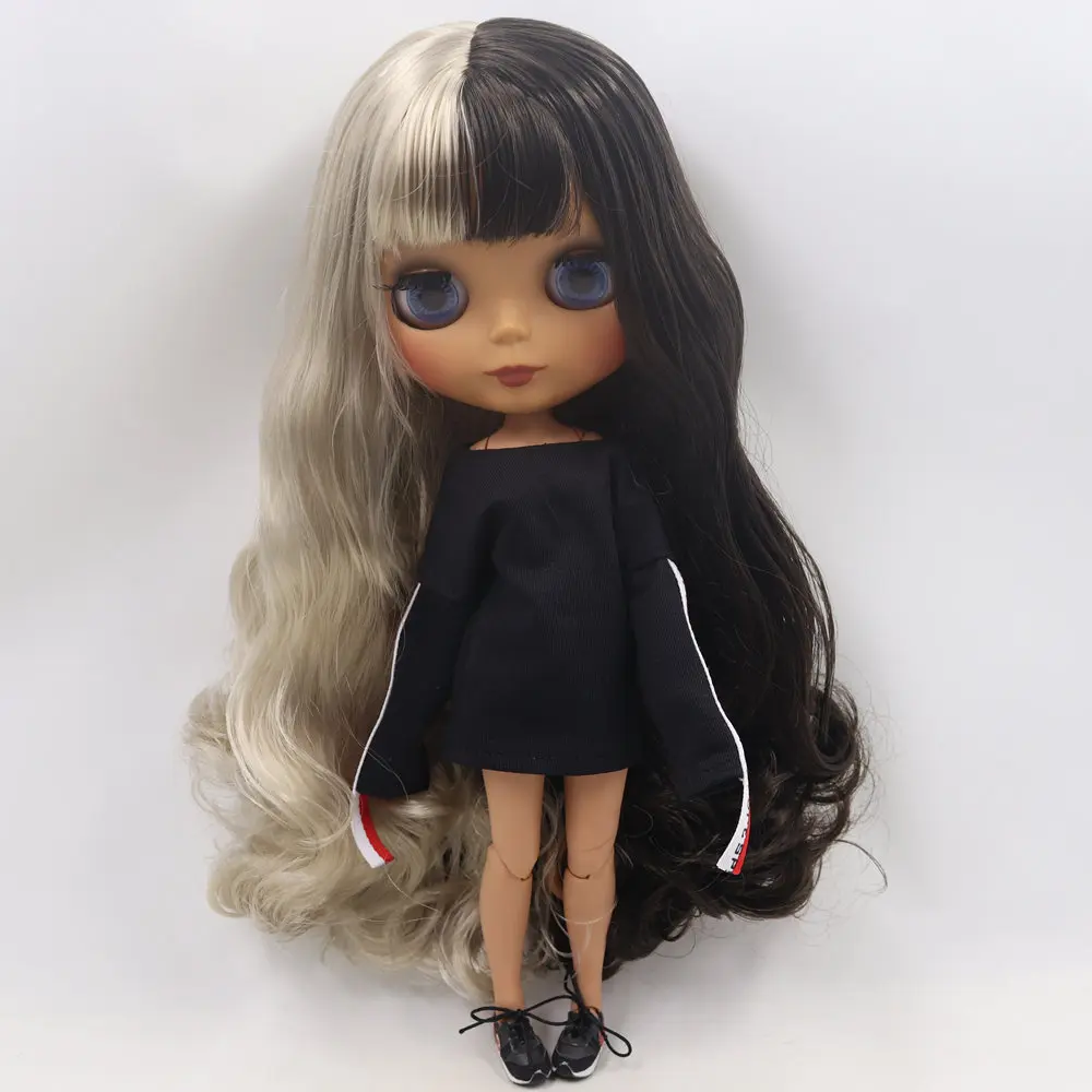 Кукла Blyth No.BL950/8800 Black mix с серебристыми волосами шарнирным телом черной кожей и