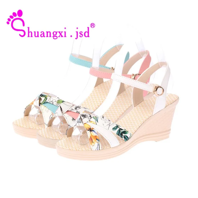 

Woman Platform Sandals Summer Pink Women Shoes Fashion Wedges Open toe Heels Ladies Shoe Sandalias mujer 2019 Plus size 38 39 40