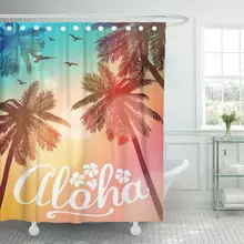 Непромокаемые занавески для душа Гавайские летние пляжные Aloha Inspiration для свадебного свидания, дня рождения, тропические вечерние для серфинга