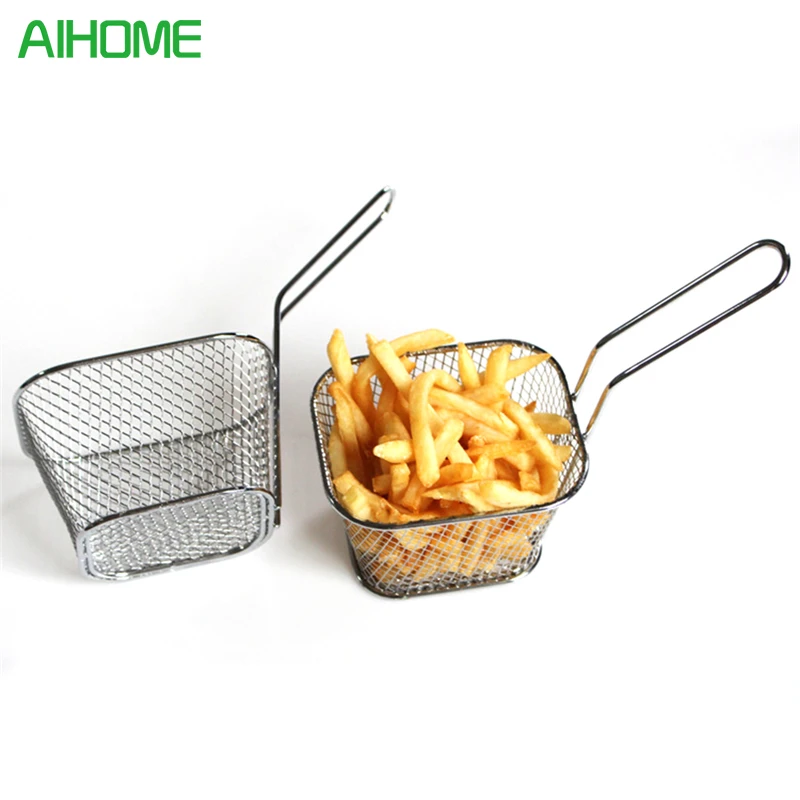

Chips Mini Fry Baskets Stainless Steel Fryer Basket Strainer Serving Food Presentation Cooking Tool French Fries Basket