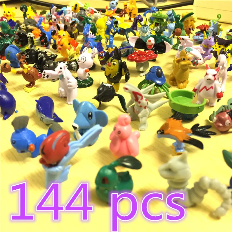 144 Style Japanese Pocket Monster figures pokeball pikachu toy figures charizard figurine figuras doll lot for kids party supply