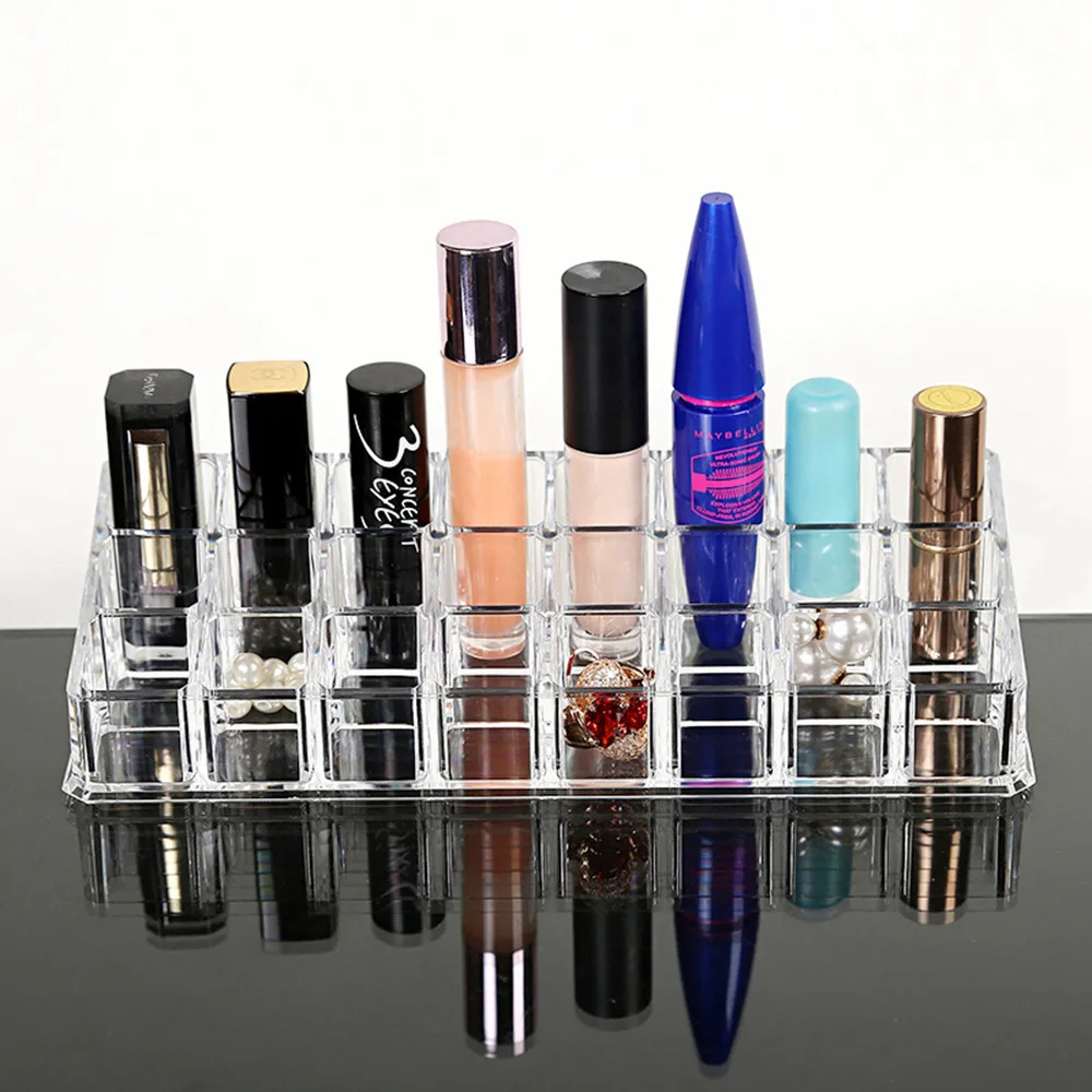 Crystal Acrylic Lipstick Lip Pomade Desktop Storage Box Transparent