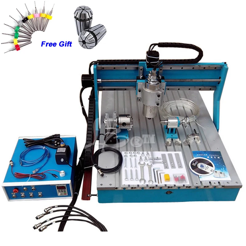 3D CNC Router 6090 4 Axis 1.5KW Spindle Woodworking Machine with Linear Guide Rail Water Cooled CNC Milling Machine 3D CNC Router 6090 4 Axis 1.5KW Spindle Woodworking Machine with Linear Guide Rail Water Cooled CNC Milling Machine