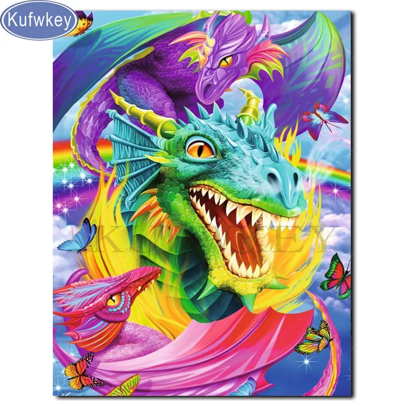 KUFWKEY мозаика алмазная вышивка мультфильм дракон 5d Сделай Сам живопись камни в