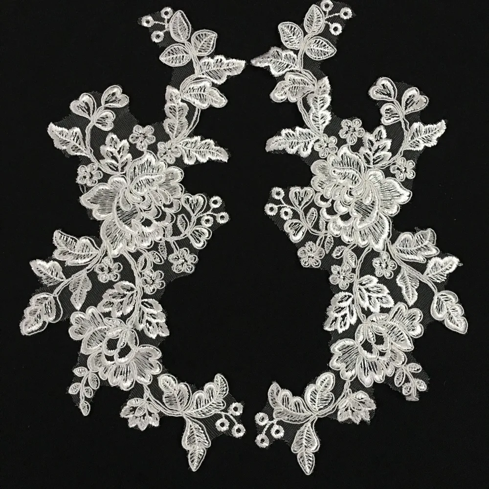 embroidered corded lace patches high quality and new arrival for