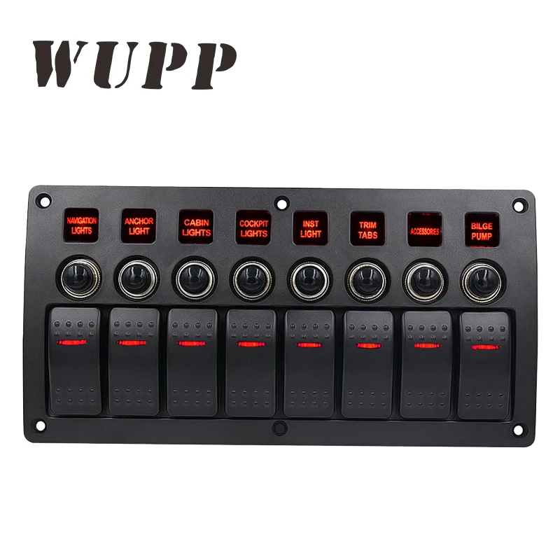 WUPP 8 Gang Switch Panel Car Styling Waterproof 12V Car ... marine fuse panel with switches 