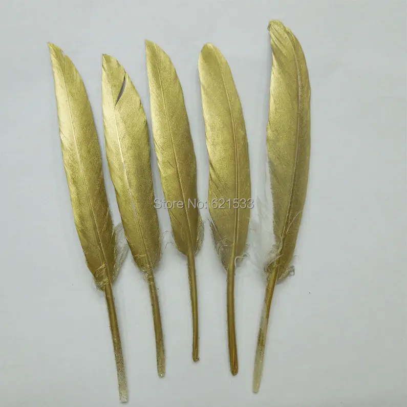 BULK/WHOLESALE GOLD Feathers,Metallic Gold Painted Duck Cocottes