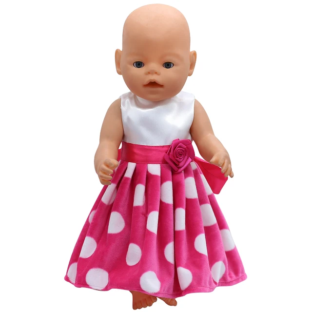 Baby Doll Clothes White Dot Red Dress Fit 43cm Accessories Baby Doll Clothes White Dot Red Dress Fit 43cm Accessories Birthday Gift X