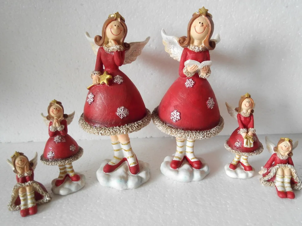 6 pcs Home Decoration Resin Angels Merry Christmas Fairy Room Ornament