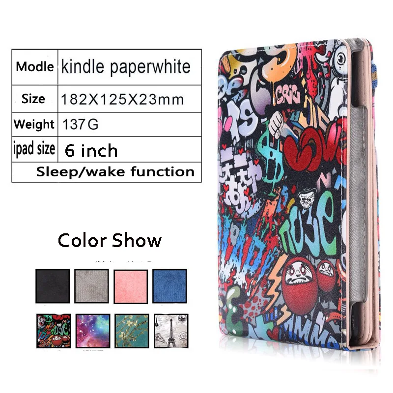 

PU Leather Smart case for Amazon Kindle Paperwhite 1 2 3 2015 2017 Case for funda kindle paperwhite case with hand holder