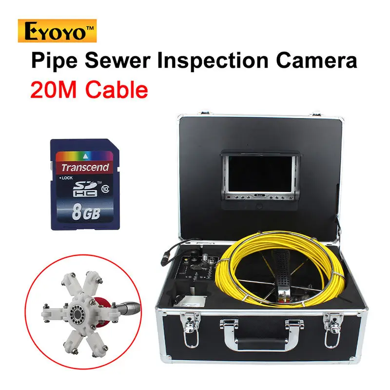 

Eyoyo 7D1 20M 7" LCD Screen DVR Sewer Waterproof Video Camera Drain Pipe Inspection 12 Led Free shipping