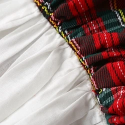 Dream Cradle,Spanish Baby Girls Outfit,Baby Vintage Tartan Dress,Baby Tartan Peplum Set with Bonnet,Baby Handmade Plaid Outfit (24)_