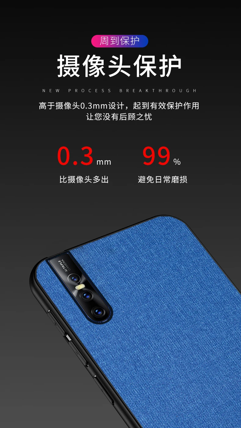 For VIVO V15 Pro Case Luxury Skin Coque Soft Silicone edge fabric back cover protective case for vivo v15pro full cover shell