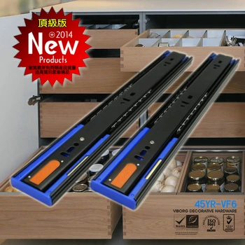 

VIBORG 40CM 16" Top Quality Super Smooth&Quiet Extra-thick Three-section Hydraulic Soft Close Ball Bearing Drawer Slides Runners