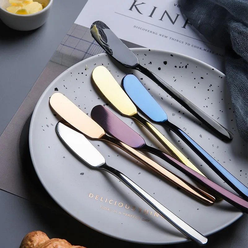 

Stainless Steel Butter Knife Cheese Dessert Jam Spreaders Fruit Fork Westen Cutlery Breakfast Tool Tableware Kitchen Supplier