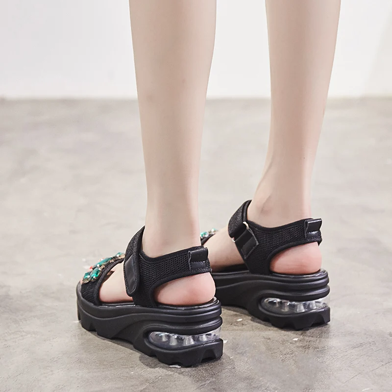 Black Green Diamond Thick Bottom Platform Women Sandals Summer Casual Shoes Student Chunky Sandals sandalias mujer 2019 Black Green Diamond Thick Bottom Platform Women Sandals Summer Casual Shoes Student Chunky Sandals sandalias mujer 2019