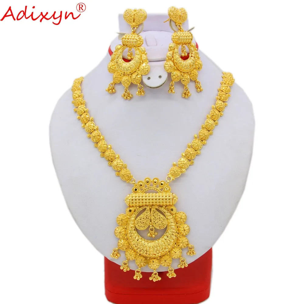 Adixyn Long Size Neckalce Earrings Jewelry For Women Gold