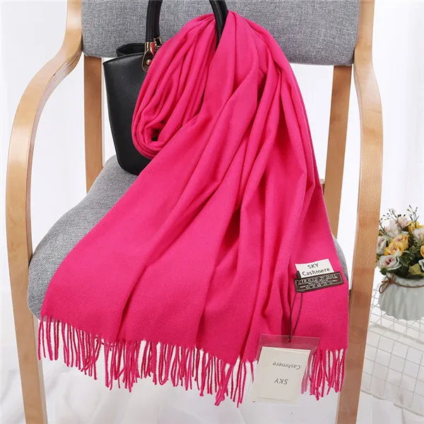 Rose Red TagerWilen, роскошный брендовый зимний шарф, унисекс,, женский, мужской, шерстяной, небесный, кашемировый шарф, Пашмина, с кисточками, для женщин и мужчин, накидка, шаль - Цвет: Rose Red