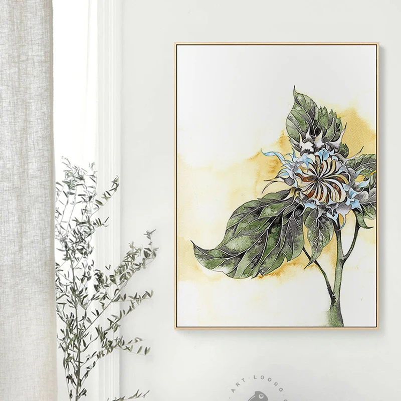 

Nordic Sunflower Green Plant Canvas Painting Big Vintage Posters And Prints Wall Art For Living Room Studio Study Deco Maison HD