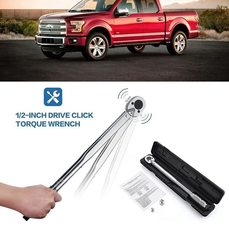 

KALAIDUN 1/2 Inch 10-150ft Torque Wrench Adjustable Faster Multi Tool Metal Hand Tools for Vehicles Mechanical Modified Cars DIY