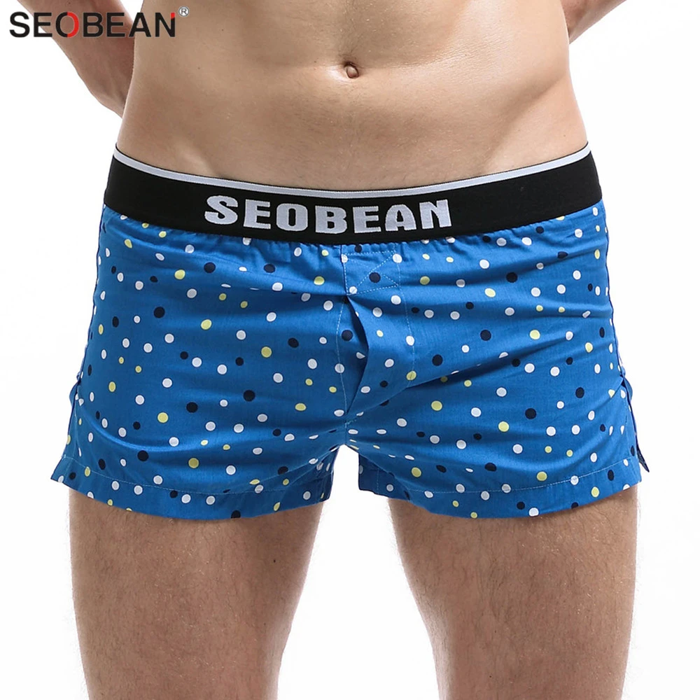 Seobean Men's Underwear Boxers Shorts Men Cotton Underpants Loose Home ...