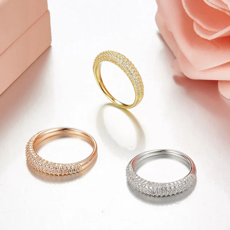 

SLJELY Fashion Brand Design 925 Sterling Silver Micro Inlay 5 Rows Cubic Zircon CZ Women Engagement Wedding Finger Rings Jewelry