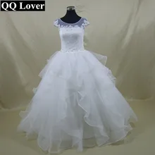 QQ Lover 2017 New Backless Lace Ball Gown Wedding Dress Custom-made Vestido De Noiva Bridal Gowns