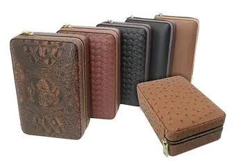 

5pcs Humidor Storage Box Travel Cigar Case Box 4pcs Holder Leather Cedar Wood Cigar Humidor Kit Humidifier Accessories Mixorder