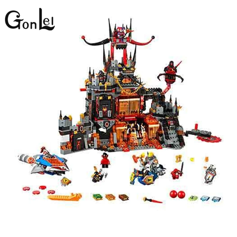 

GonLeI 1237Pcs 10521 Nexus Knights Chevaliers Axl Jestros Volcano Lair Combinaison Marvel Model Building Block Compatible 70323