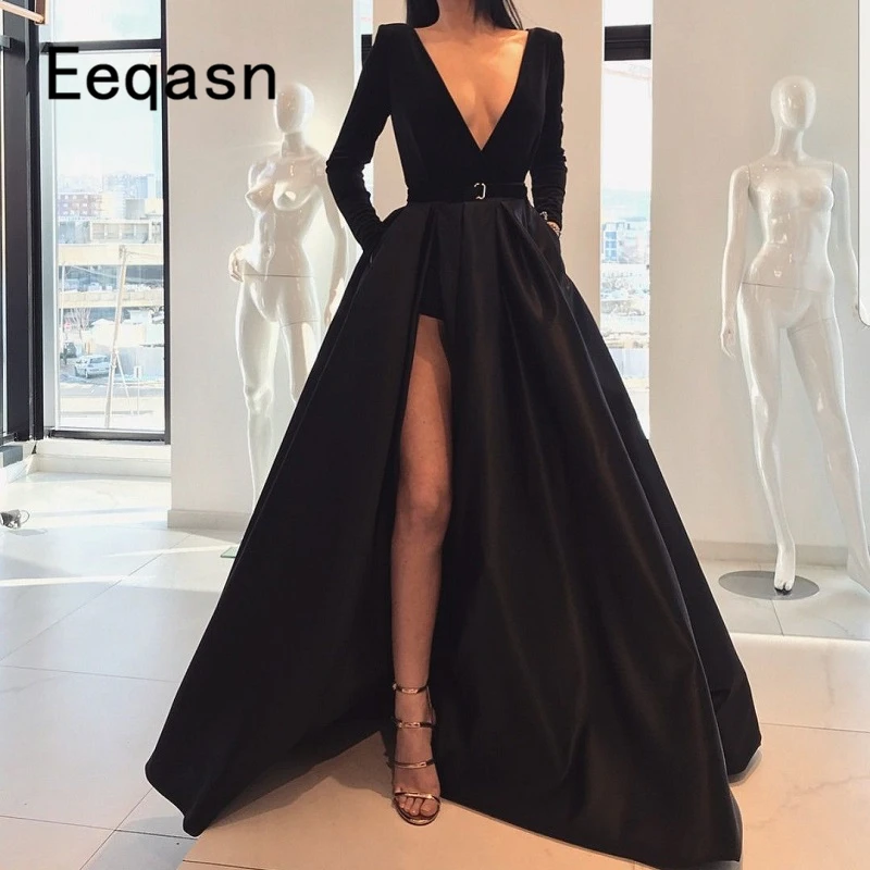 329ormal long sleeve dress with pockets