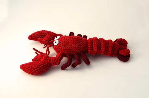 Frutos do Mar Animais do Mar Crochê Lagosta Amigurumi Chocalho Oceano 3 mar amigurumi oceano animais do mar
