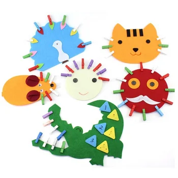 

Children Diy non woven Cloth bamboo Clip crafts Toys Early Learning Education Manual Toys Montessori Kindergarten Arts Teaching